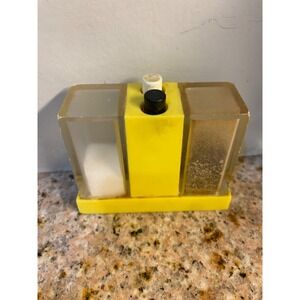 Vintage Push‎ Button Salt & Pepper Dispenser Yellow Retro kitchen